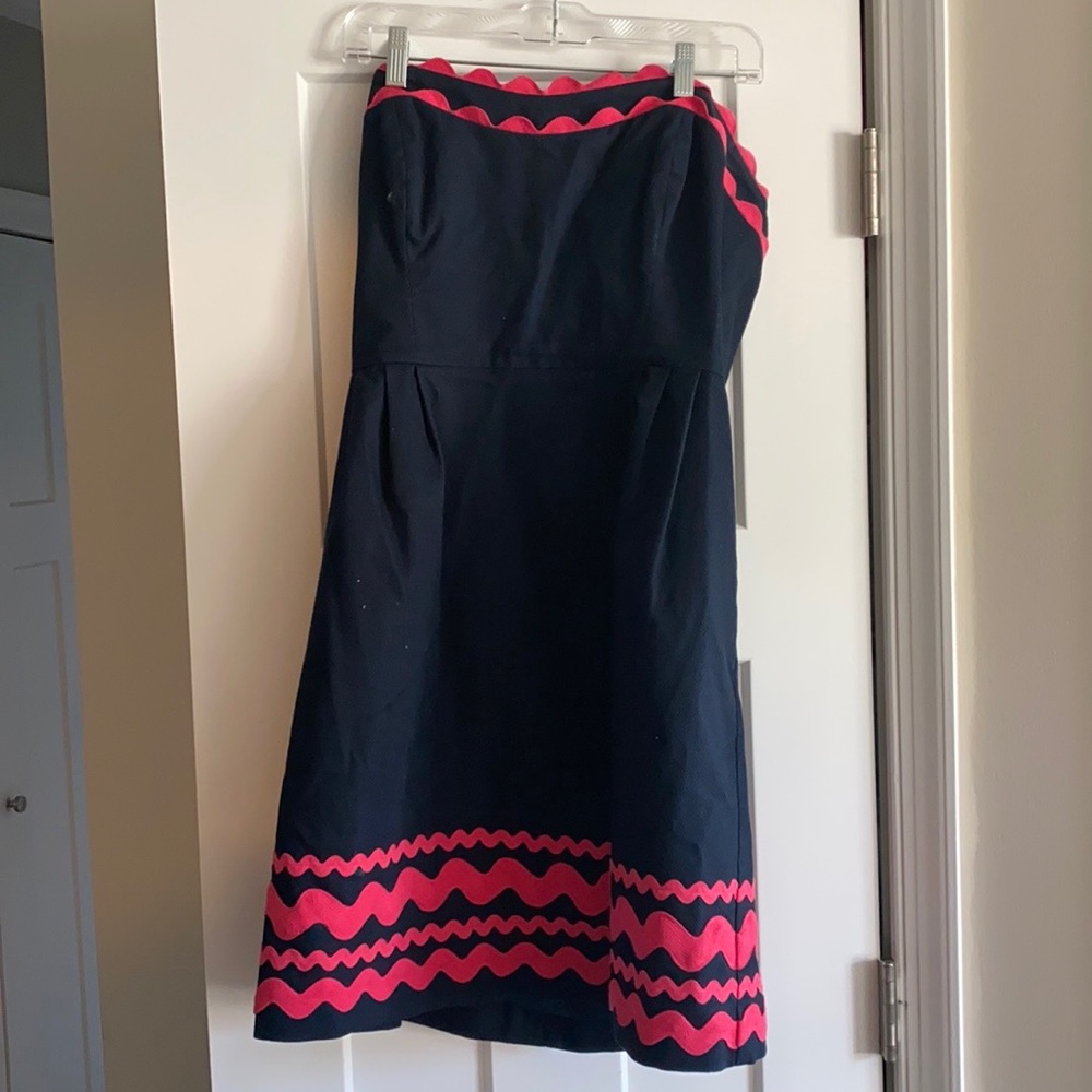 Vineyard Vines Ric Rac Dress Pink and Navy - Picture 3 of 4